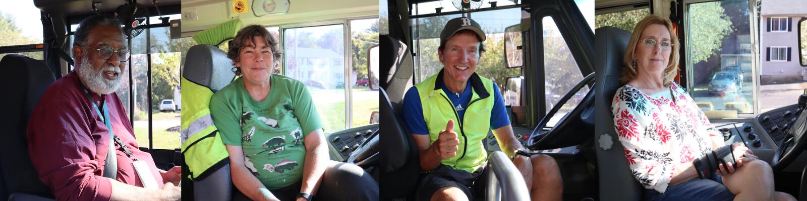 A montage of four photos of Oyster River bus drivers.