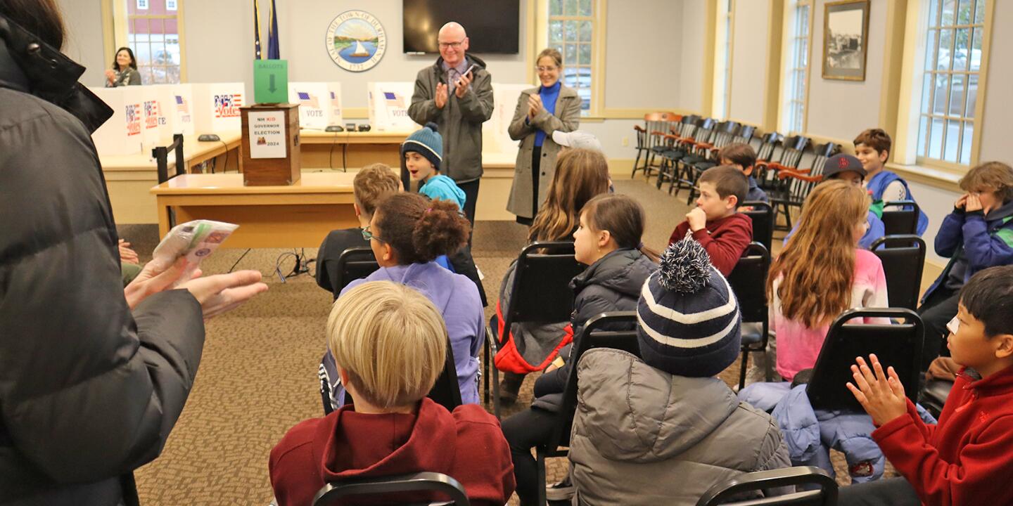 5th grade students at the Durham Town Hall casting their vote for the 2024 NH Kid Governor