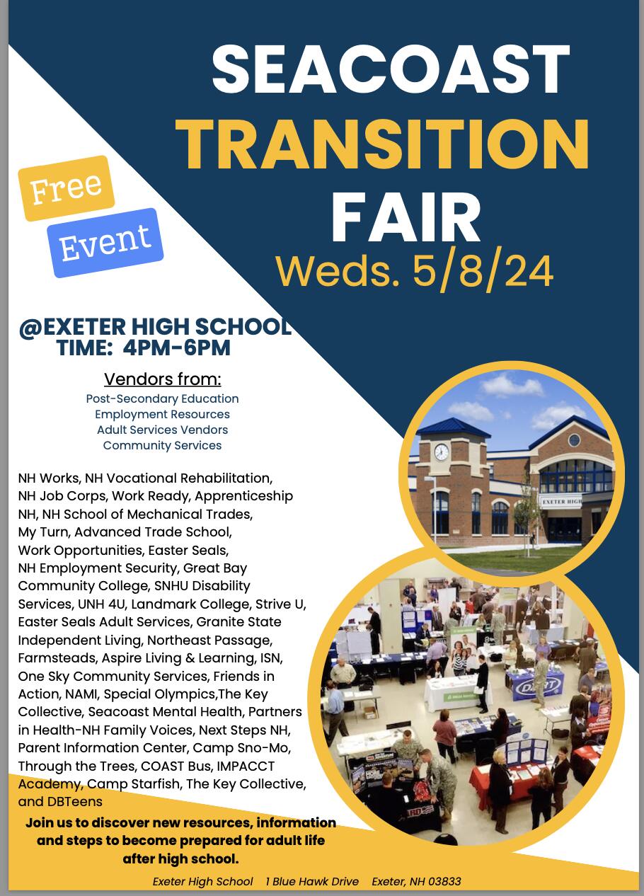 A flyer for the May 8 Exeter High School fair. Information is available by clicking on the image.