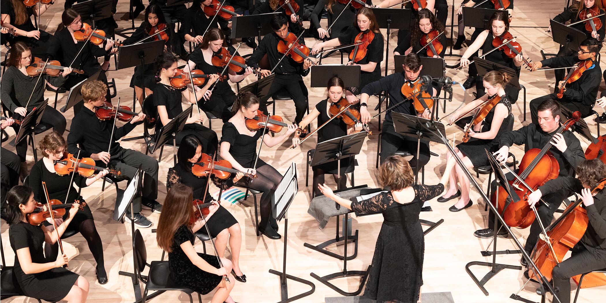 Oyster River High School's orchestra during a concert in March 2023.